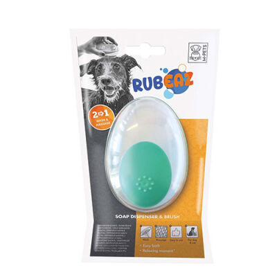 M-Pets Rubeaz Şampuan Hazneli Yıkama ve Masaj Fırçası Yeşil 11,5x7,5 Cm - 2