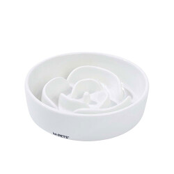 M-Pets Serene Rose Seramik Yavaş Beslenme Mama Kabı Beyaz 300 Ml - 2