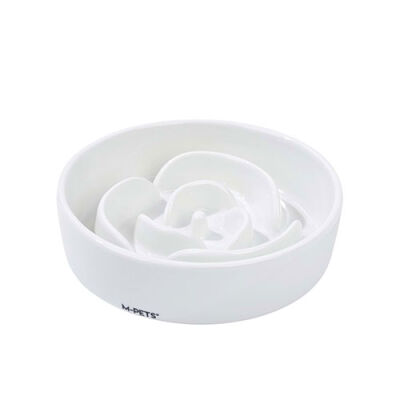 M-Pets Serene Rose Seramik Yavaş Beslenme Mama Kabı Beyaz 300 Ml - 2