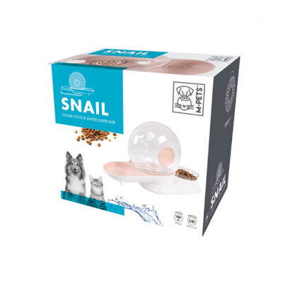 M-Pets Snail Hazneli Kedi ve Köpek Mama ve Su Kabı Pembe 2800 Ml - 1