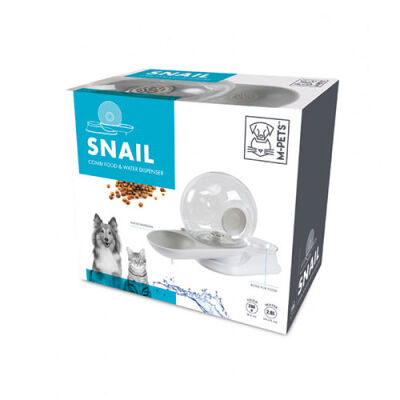 M-Pets Snail Hazneli Kedi ve Köpek Su ve Mama Kabı Beyaz 2800 Ml - 1