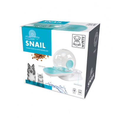 M-Pets Snail Hazneli Kedi ve Köpek Su ve Mama Kabı Mavi 2800 Ml - 1