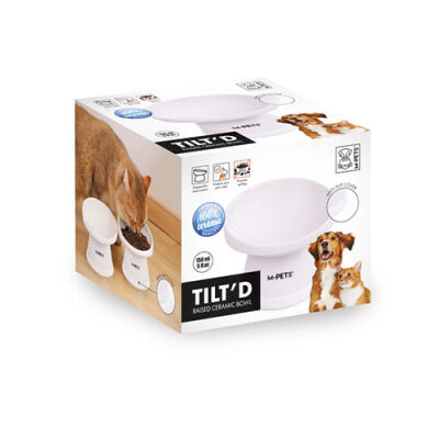 M-Pets Tiltd Seramik Kedi ve Köpek Mama ve Su Kabı Beyaz 150 Ml - 3