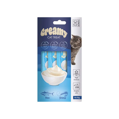 M-Pets Ton Balıklı ve Karidesli Krema Kedi Ödül Maması 4x15 Gr - 1
