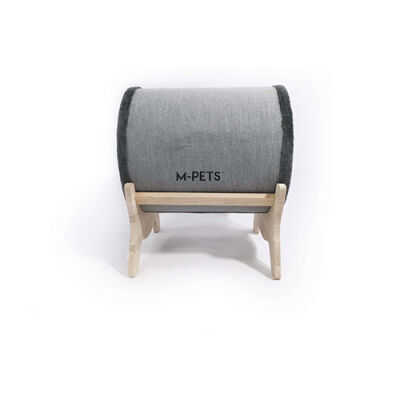 M-Pets Tunnel Elevated Ahşap Ayaklı Kedi Yatağı Gri 47x47x26 Cm - 3