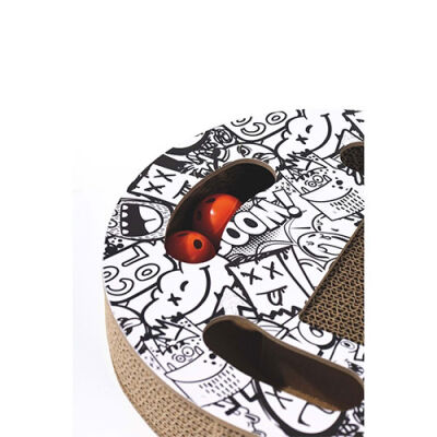 M-Pets Urban Style Freestyle Kedi Karton Tırmalama Tahtası Siyah Beyaz 50x30 Cm - 3