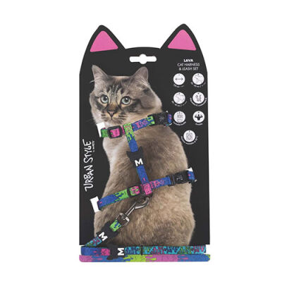 M-Pets Urban Style Lava Kedi Göğüs Tasması Seti 120 Cm - 1