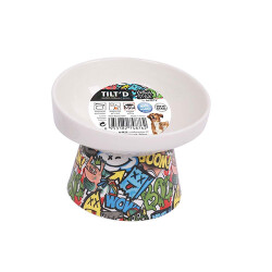 M-Pets Urban Style Seramik Kedi Mama ve Su Kabı Color Mix 250 Ml 12x12,5x9,5 Cm - 2