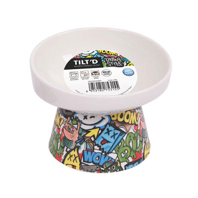 M-Pets Urban Style Seramik Kedi Mama ve Su Kabı Color Mix 350 Ml 14,5x14,5x11,5 Cm - 2