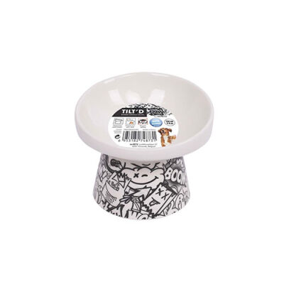 M-Pets Urban Style Seramik Kedi Mama ve Su Kabı Siyah Beyaz 150 Ml 10,5x10,6x8 Cm - 2