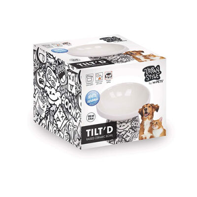 M-Pets Urban Style Seramik Kedi Mama ve Su Kabı Siyah Beyaz 150 Ml 10,5x10,6x8 Cm - 1