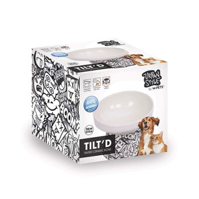 M-Pets Urban Style Seramik Kedi Mama ve Su Kabı Siyah Beyaz 250 Ml 12x12,5x9,5 Cm - 1