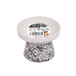 M-Pets Urban Style Seramik Kedi Mama ve Su Kabı Siyah Beyaz 250 Ml 12x12,5x9,5 Cm - 2
