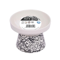 M-Pets Urban Style Seramik Kedi Mama ve Su Kabı Siyah Beyaz 350 Ml 15x14,5x11,5 Cm - 2