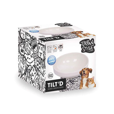 M-Pets Urban Style Seramik Kedi Mama ve Su Kabı Siyah Beyaz 350 Ml 15x14,5x11,5 Cm - 1