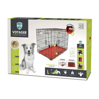 M-Pets Voyager 2 Kapılı Köpek Kafesi Large Kırmızı 91x58x63 Cm - 1