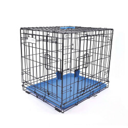 M-Pets Voyager 2 Kapılı Köpek Kafesi Large Mavi 91x58x63 Cm - 2