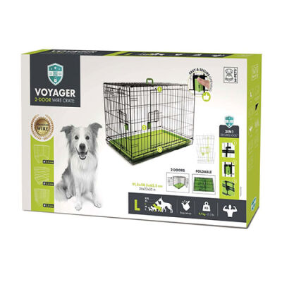 M-Pets Voyager 2 Kapılı Köpek Kafesi Large Yeşil 91x58x63 Cm - 1
