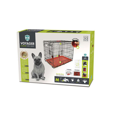 M-Pets Voyager 2 Kapılı Köpek Kafesi Medium Kırmızı 76x48x53 Cm - 1