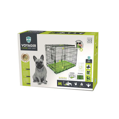M-Pets Voyager 2 Kapılı Köpek Kafesi Medium Yeşil 76x48x53 Cm - 1