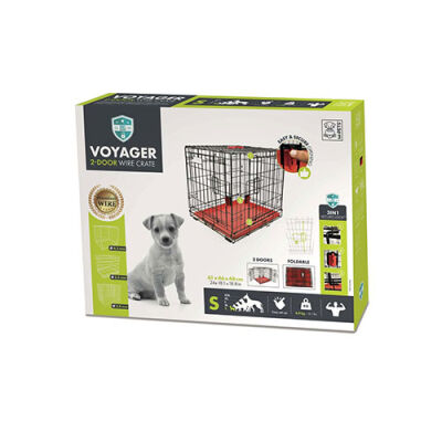 M-Pets Voyager 2 Kapılı Köpek Kafesi Small Kırmızı 61x46x48 Cm - 1