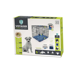 M-Pets Voyager 2 Kapılı Köpek Kafesi Small Mavi 61x46x48 Cm - 1