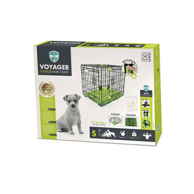 M-Pets Voyager 2 Kapılı Köpek Kafesi Small Yeşil 61x46x48 Cm - 1