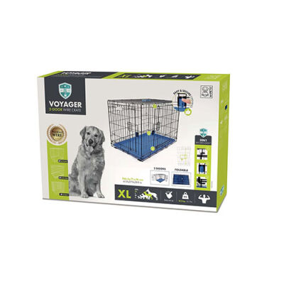 M-Pets Voyager 2 Kapılı Köpek Kafesi XLarge Mavi 106x71x76 Cm - 1