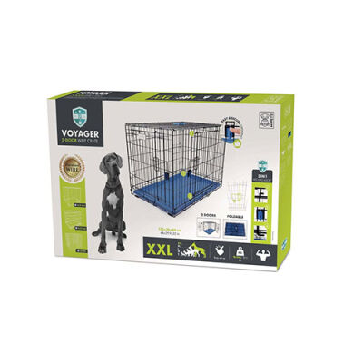 M-Pets Voyager 2 Kapılı Köpek Kafesi XXL Mavi 122x76x84 Cm - 1