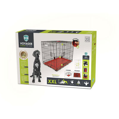 M-Pets Voyager 2 Kapılı Köpek Kafesi XXLarge Kırmızı 122x76x84 Cm - 1