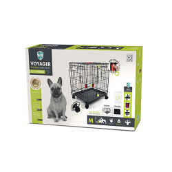M-Pets Voyager Tekerlekli 2 Kapılı Köpek Kafesi Medium Siyah 76x48x53 Cm - 1