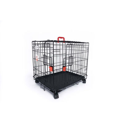 M-Pets Voyager Tekerlekli 2 Kapılı Köpek Kafesi Medium Siyah 76x48x53 Cm - 2
