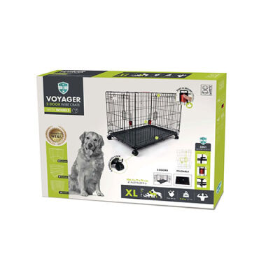 M-Pets Voyager Tekerlekli 2 Kapılı Köpek Kafesi XLarge Siyah 106x71x76 Cm - 1