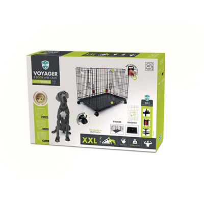 M-Pets Voyager Tekerlekli 2 Kapılı Köpek Kafesi XXLarge Siyah 122x76x84 Cm - 1