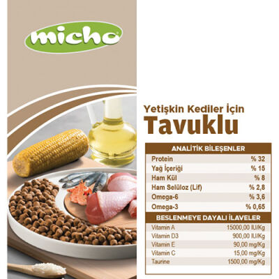 Micho Tavuklu Yetişkin Kedi Maması 15 Kg - 3