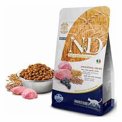 N&D Ancestral Grain Kuzulu Yaban Mersinli Düşük Tahıllı Yetişkin Kedi Maması 5 Kg - 1