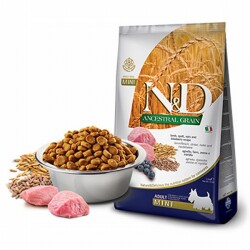 N&D Ancestral Grain Kuzulu Yaban Mersinli Küçük Irk Düşük Tahıllı Yetişkin Köpek Maması 2,5 Kg - ND