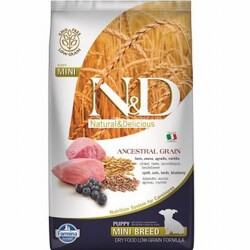 N&D Ancestral Grain Mini Puppy Kuzulu Yaban Mersinli Küçük Irk Düşük Tahıllı Yavru Köpek Maması 2,5 Kg - ND