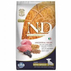 N&D Ancestral Grain Mini Puppy Kuzulu Yaban Mersinli Küçük Irk Düşük Tahıllı Yavru Köpek Maması 7 Kg - ND