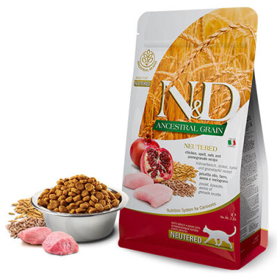 N&D Ancestral Grain Tavuklu Narlı Düşük Tahıllı Kısırlaştırılmış Kedi Maması 10 Kg - 1