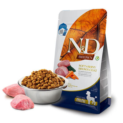 N&D Brown Kuzu Etli Spirulina ve Havuçlu Küçük Irk Yetişkin Köpek Maması 2 Kg - 1