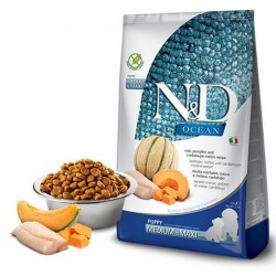 N&D Ocean Morina Balıklı Balkabaklı Kavunlu Büyük ve Orta Irk Tahılsız Yavru Köpek Maması 12 Kg - ND
