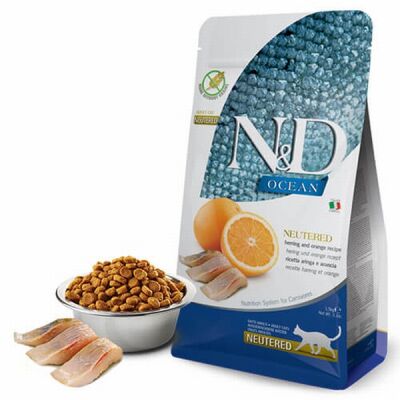 N&D Ocean Ringa Balıklı Portakallı Tahılsız Kısırlaştırılmış Kedi Maması 5 Kg - 1