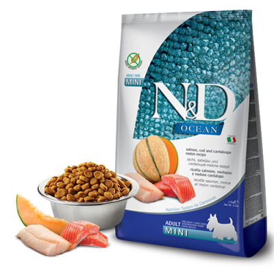 N&D Ocean Somonlu Morina Balıklı ve Kavunlu Küçük Irk Tahılsız Yetişkin Köpek Maması 2,5 Kg - 1