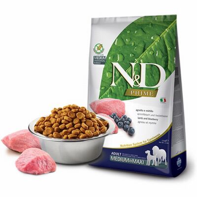 N&D Prime Medium Maxi Kuzulu Yaban Mersinli Tahılsız Yetişkin Köpek Maması 12 Kg - 1