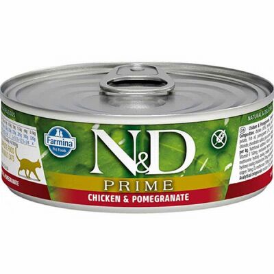 N&D Prime Tavuklu Narlı Tahılsız Yetişkin Kedi Konservesi 6 Adet 80 Gr - 1