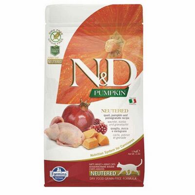N&D Pumpkin Balkabaklı Bıldırcınlı Narlı Tahılsız Kısırlaştırılmış Kedi Maması 5 Kg - 1