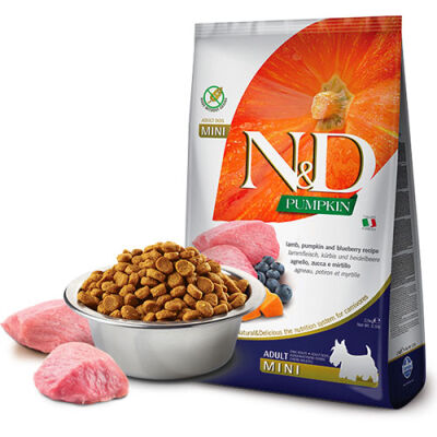 N&D Pumpkin Balkabaklı Kuzulu Yaban Mersinli Küçük Irk Tahılsız Yetişkin Köpek Maması 2,5 Kg - 1