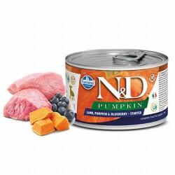 N&D Pumpkin Balkabaklı Kuzulu Yaban Mersinli Mini Starter Küçük Irk Tahılsız Yavru Köpek Konservesi 6 Adet 140 Gr - ND