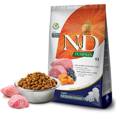 N&D Pumpkin Balkabaklı Kuzulu Yaban Mersinli Orta ve Büyük Irk Tahılsız Yavru Köpek Maması 2,5 Kg - 1